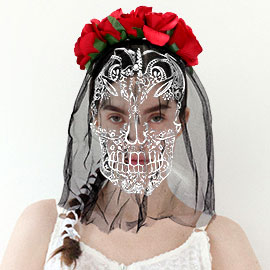 Flower Skull Veil Headband