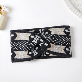 Aztec Patterned Knit Earmuff Headband