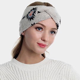 Aztec Patterned Knit Earmuff Headband
