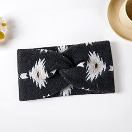 Aztec Patterned Knit Earmuff Headband