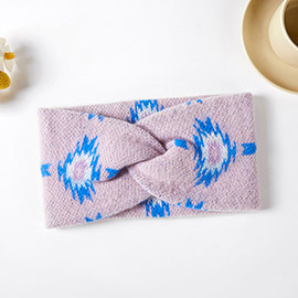 Aztec Patterned Knit Earmuff Headband