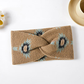 Aztec Patterned Knit Earmuff Headband