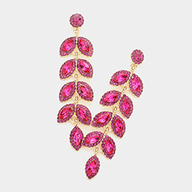 Marquise Stone Cluster Vine Dangle Evening Earrings