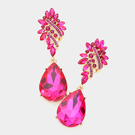 Marquise Stone Cluster Teardrop Dangle Evening Earrings