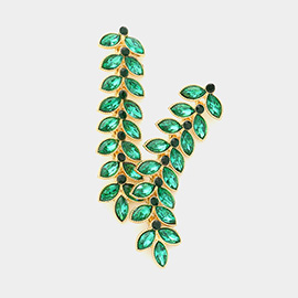 Marquise Crystal Leaf Vine Drop Evening Earrings