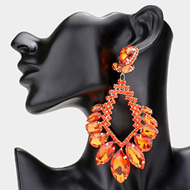 Multi Stone Cluster Statement Evening Earrings
