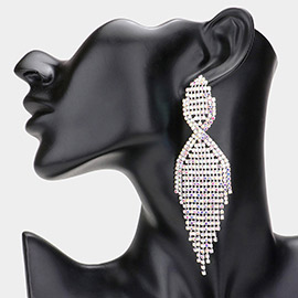 Rhinestone Pave Fringe Dangle Evening Earrings