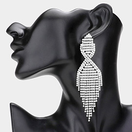 Rhinestone Pave Fringe Dangle Evening Earrings