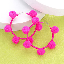 Pom Pom Station Hoop Earrings