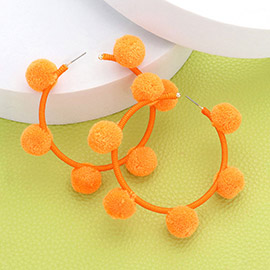 Pom Pom Station Hoop Earrings