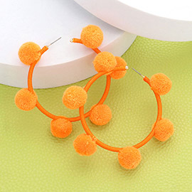 Pom Pom Station Hoop Earrings