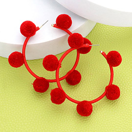 Pom Pom Station Hoop Earrings