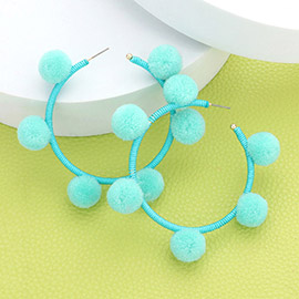 Pom Pom Station Hoop Earrings