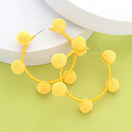 Pom Pom Station Hoop Earrings