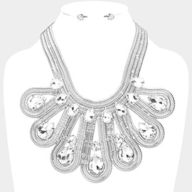 Teardrop Stone Accented Statement Necklace