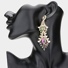 Marquise Stone Accented Dangle Evening Earrings