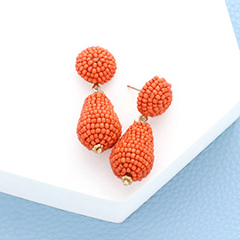 Seed Beaded Teardrop Dangle Earrings