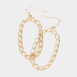 Metal Chain Link Open Oval Dangle Earrings