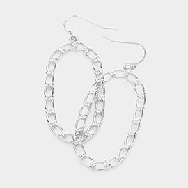 Metal Chain Link Open Oval Dangle Earrings