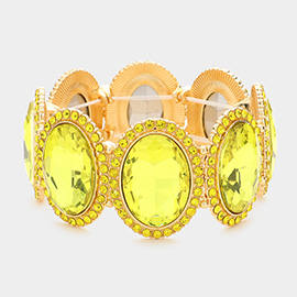 Oval Glass Crystal Stretch Evening Bracelet