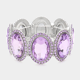 Oval Glass Crystal Stretch Evening Bracelet