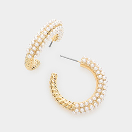 Pearl Embellished Hoop Earrings