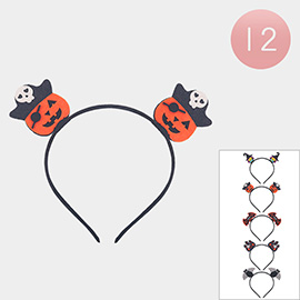 12PCS - Witch Hat Pumpkin Ghost Castle Bat Owl Headbands