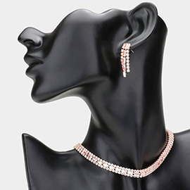 Baguette Stone Detailed Rhinestone Choker Necklace