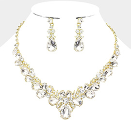Teardrop Stone Accented Evening Necklace