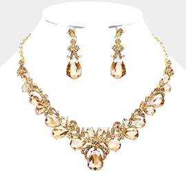 Teardrop Stone Accented Evening Necklace
