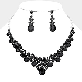 Teardrop Stone Accented Evening Necklace