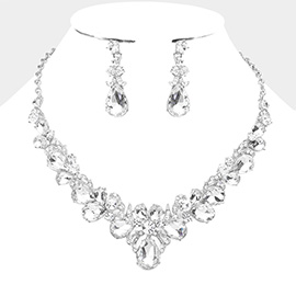 Teardrop Stone Accented Evening Necklace