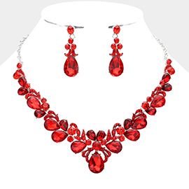 Teardrop Stone Accented Evening Necklace