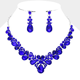 Teardrop Stone Accented Evening Necklace