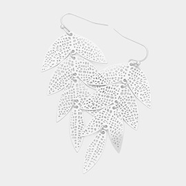 Filigree Metal Leaf Link Dangle Earrings