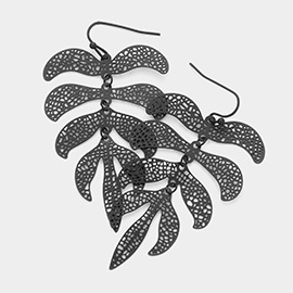 Filigree Metal Leaf Link Dangle Earrings
