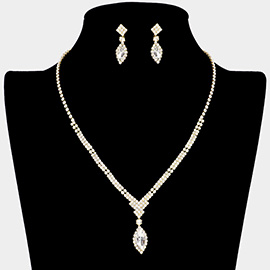 Marquise Stone Accented Rhinestone Necklace