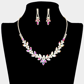 Marquise Stone Accented Rhinestone Necklace