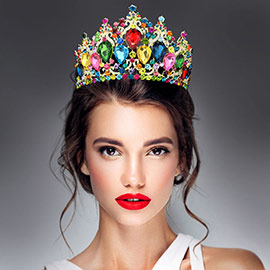 Crystal Glass Teardrop Cluster Marquise Tiara