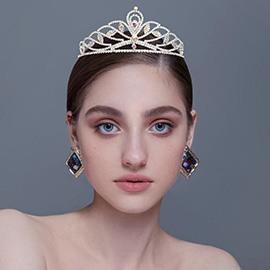 Triple Round Stone Pointed Princess Tiara