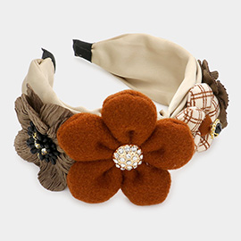 Stone Embellished Flower Headband
