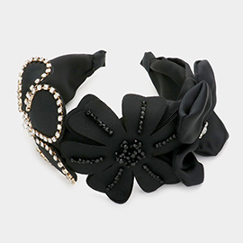 Stone Embellished Flower Headband