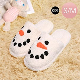 Snowman Print Soft Home Indoor Floor Kids Slippers