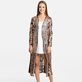 Sequin Embellished Long Cover Up Poncho