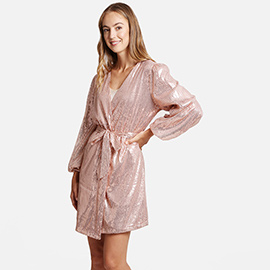 Sequin Balloon Sleeves Belt Cover Up Poncho