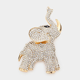 Rhinestone Embellished Elephant Pin Brooch