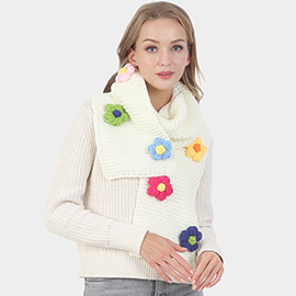 Flower Embellished Oblong Scarf