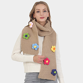 Flower Embellished Oblong Scarf