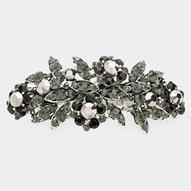 Stone Embellished Flower Leaf Cluster Barrette