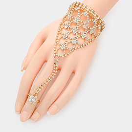 Round Stone Pointed Hand Chain Evening Bracelet